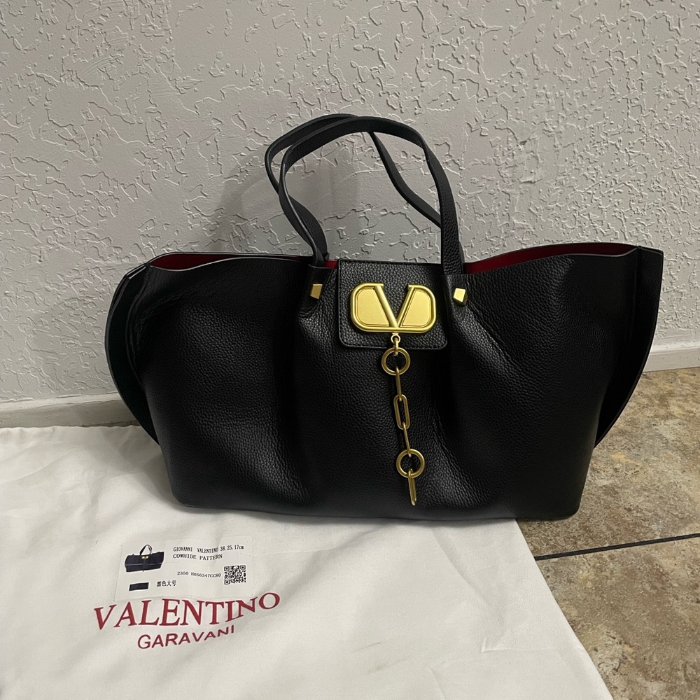 Valentino Garavani Black Tote with Gold Accents